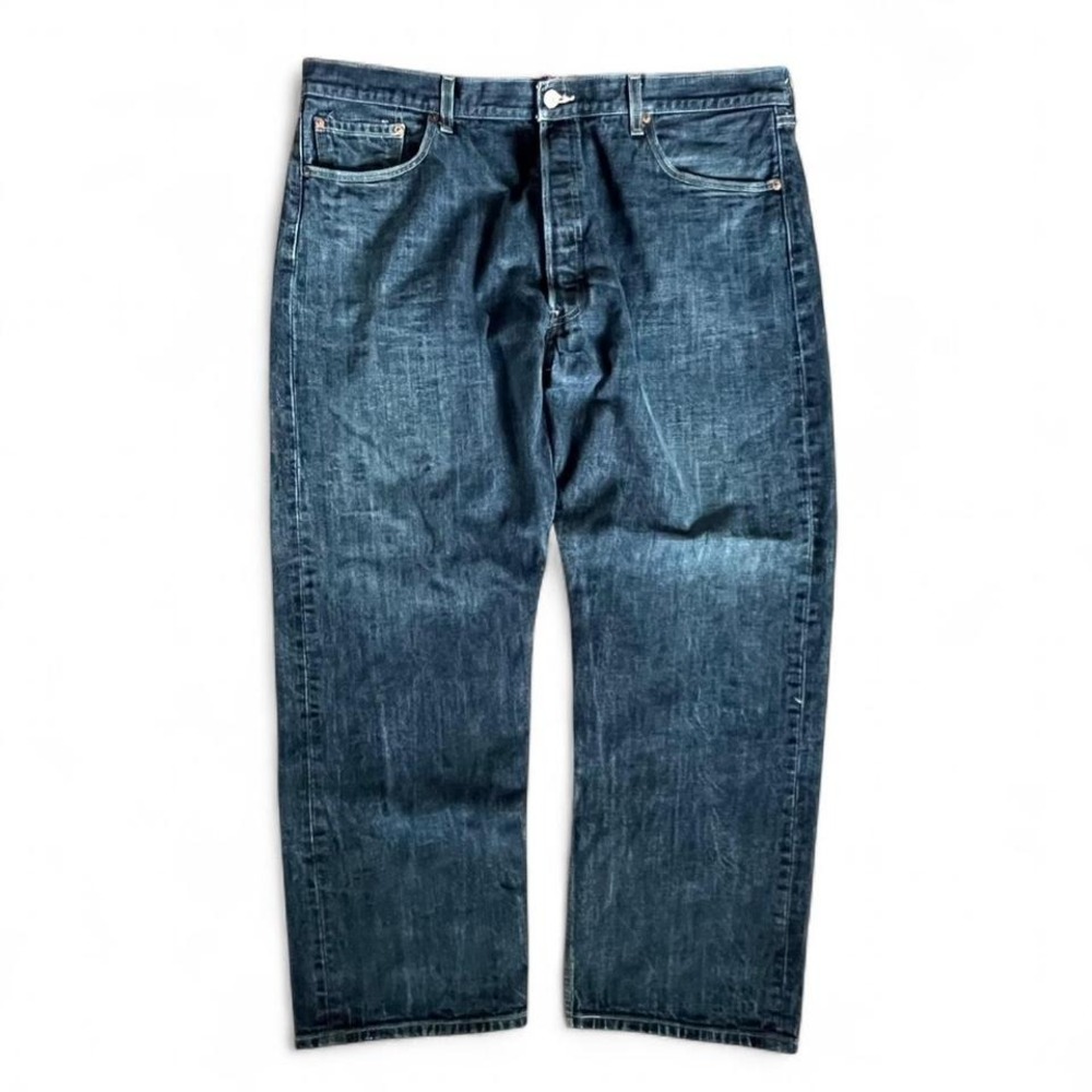 Levi's 501 Original Fit Jeans 42x30 Straight Leg Button Fly Dark Wash Denim